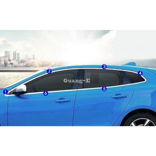 For Volvo V40 2013 2014 2015 2016 2017 2018 2019 Car Body Sticker Stainless Steel Glass Window Pillar Middle Column Strip Trim