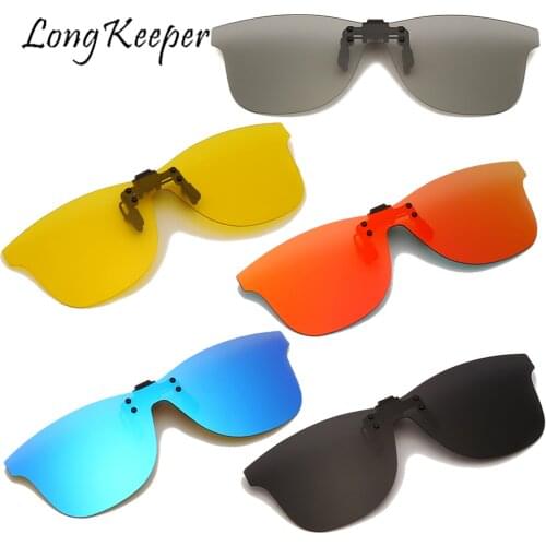 LongKeeper Men Polarized Clip-on Sunglasses Flip Up Rimless Sunglasses Photochromic Clip On Sun Glasses For Driving Fishing UV
