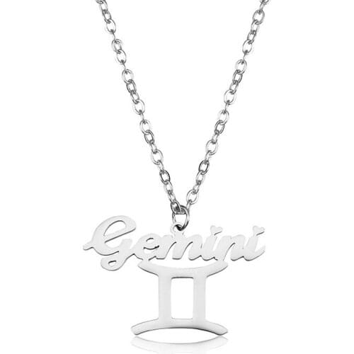 Letter Gemini Stainless Steel Zodiac Necklace Sign Constellation Signs Pendant Necklaces For Women 12 Constellation Jewelry