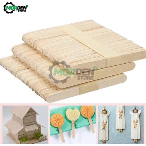 50/100Pcs/Set Popsicle Sticks Natural Wooden Pop Popsicle Sticks Wood Craft Ice Cream Sticks Popsicl Accesories