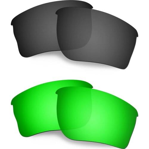 HKUCO Polarized Replacement Lenses For Quarter Jacket Sunglasses Black/Green 2 Pairs