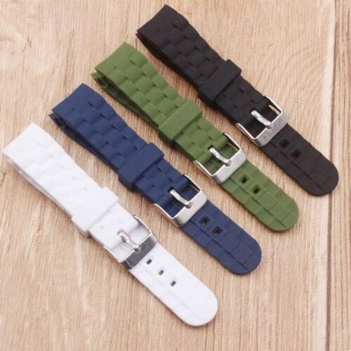 Watch accessories soft silicone strap strap with curved pin buckle rubber strap sweat-proof breathable ladies watch strap