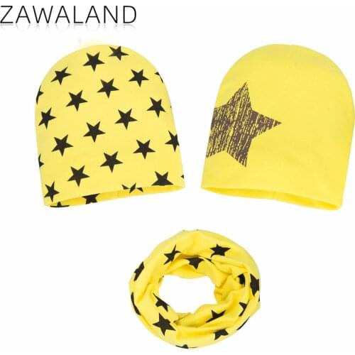Zawaland 3pcs/Set Baby Kids Scarf Caps Star Print Hats Scarves Newborn Windproof Hat Warm Muffle Autumn Winter Free shipping