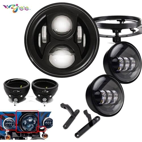 Universal motorcycle Headlight Set Headlight 4.5" passing Fog light with adaptive Bucket bracket For Honda Hornet Touring Roa