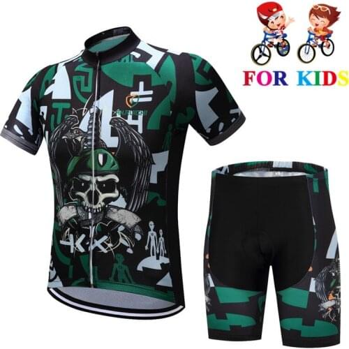 New Children Cycling Clothing Boys Girls Short Sleeve Jersey with Pad Shorts Sets Bike Team MTB ropa ciclismo Kids Sportwear
