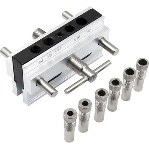 Alloy Vertical Pocket Hole Jig Woodworking 6/8/10/11/12mm Drilling Locator Wood Dowelling Self Centering Drill Guide Kit