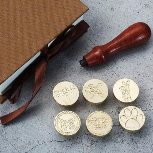 Wax Seal Stamp Brass Head Animal Owl Cat Sealing Wax Stamp with Wooden Handle for Wedding Letters Invitations Envelopes Gift