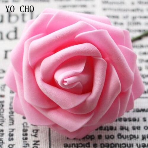 YO CHO 20PCS Large Foam Flowers Rose Artificial Flower Pink Flower Wall For Wedding Bride Bouquet Gift Box Decorative Flowers