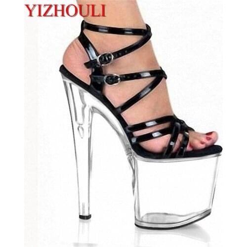 20cm crystal platform sexy high-heeled shoes rome cross-strap sexy shoes for women shoes 8 inch Gorgeous High Heels