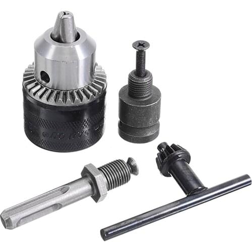 1 Set 3/8" SDS Plus Shank 1.5-13mm Key Drill Chuck Adaptor 1/2" Socket Square Converter Impact Wrench Into Electric Tool