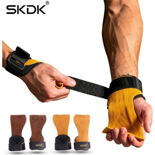 1Pair Cowhide Weight Lifting Grips Gymnastics Gloves Grips Anti-Skid Gym Fitness Crossfit Trainining Equipment