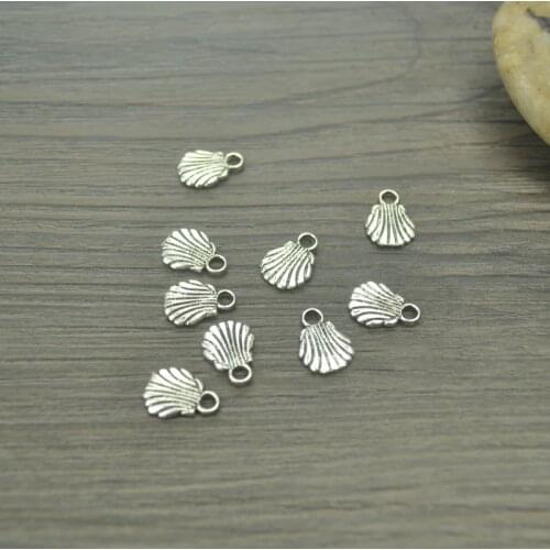 100 pcs/lot shell Antique Silver Plated Bracelets Charm Pendants Fashion Jewelry Making Findings DIY Charms Handmade D7129