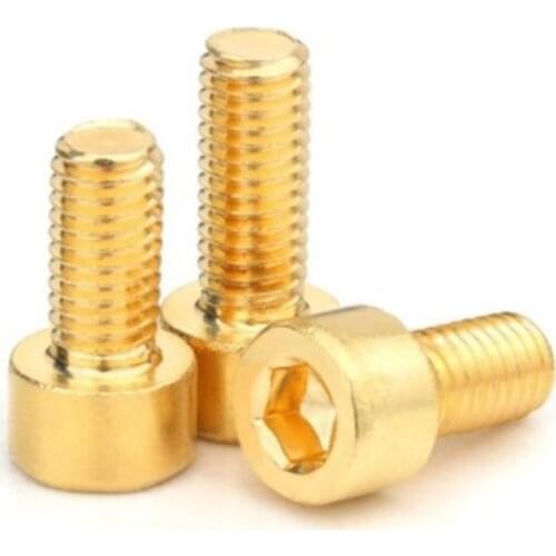 5-20pcs DIN912 M2 m2.5 M3 M4 M5 M6 M8 Pure Brass Hex Hexagon Socket Cap Head Screws