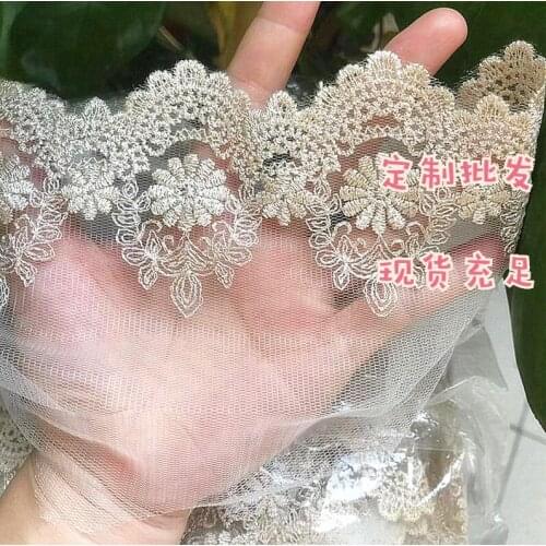 2 Yards Gold High Quality Embroidered Fabric Lace Flowers Gold Tulle Lace Trims for Dress Curtain Table Edge Decoration 13cm