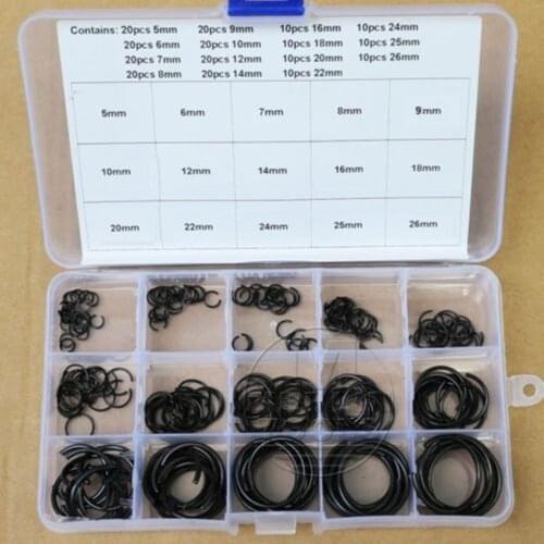 230Pcs 15 Kinds of Steel Internal Circlip Retaining Ring Snap Ring Washer Kit