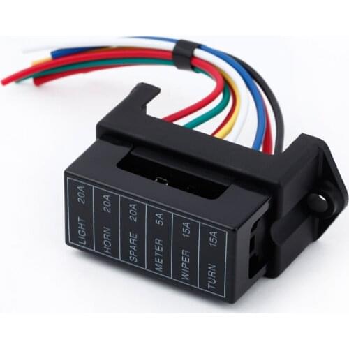 6 Way DC32V Circuit Car Trailer Auto Blade Fuse Box Block Holder ATC ATO 2-input 6-ouput Wire