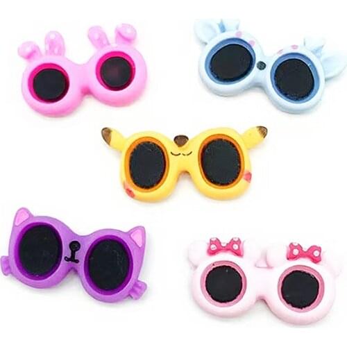 6pcs Kid Jewelry Charms Flat Back Sunglasses Cartoon Shoes Decoration Making Croc Accessories Pencil-box Decorate Findings