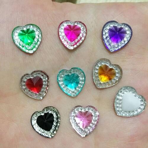 60PCS Resin shiny 12mm heart Flatback Rhinestone children scrapbook Wedding applique DIY Ornaments SC30*2