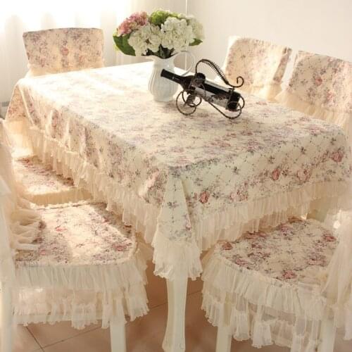 Europe Polyester Tablecloth Chair Sets Embroidered Floral Hollow Table Cover Rectangular Elegant Home Party Wedding Decoration Q