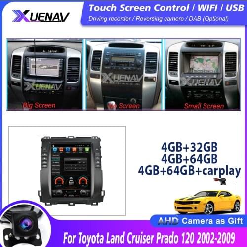Car Auto Radio Touch Screen Auto For Toyota Land Cruiser Prado 120 2002-2009 Verticl Tesla Style multimedia player For Toyota