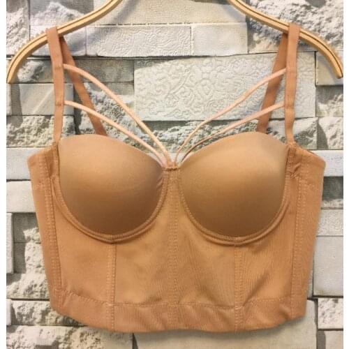 2020 sexy wild cotton rims buckle patchwork strapless top vest trend Bra Short paragraph Multi shoulder strap corset Bra L753