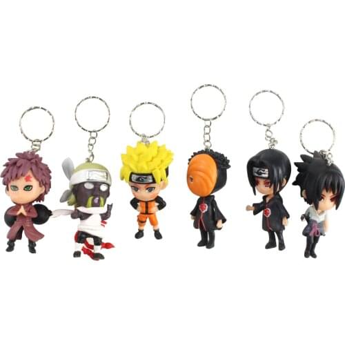 6pcs/Set 7cm Naruto Shippuden Anime Sasuke Uchiha Itachi Gaara PVC Action FIgure Cartoon Model Toys Dolls Kids Gift Keychain