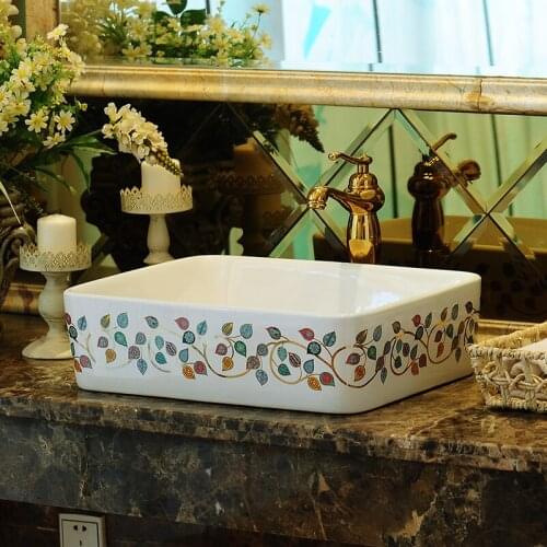 Europe Vintage Style Art Ceramic washbasin Countertop Basin Sink Handmade Ceramic Bathroom Vessel Sinks art sink handmade