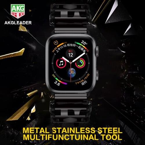 Stainless Steel Multifunction Tread Tool Outdoor Sports Bracelet for apple watch 2/3/4/5/6 iwatch band strap watchband bracele