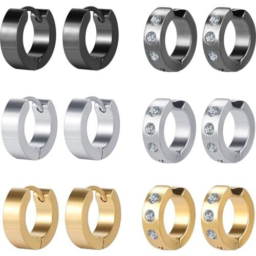 ZS Fashion Earrings Rings 6 Styles Stainless Steel Earrings Studs Ear Piercing Hoop Ear Studs Rings For Fashion Body Piercing