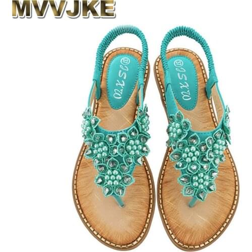 MVVJKE New women sandals big size 36-42 summer women shoes woman thongs ladies flower flat sandals beach shoe Sandalias