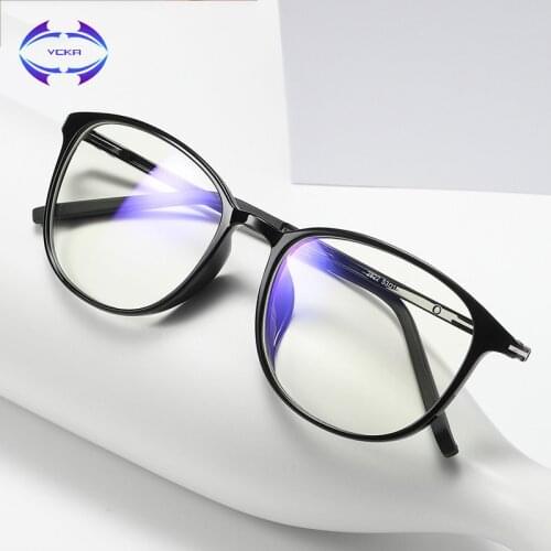 VCKA Blue Light Filter Computer Glasses Anti Radiation UV400 Clear Lens Eyeglasses Vintage Retro Frame TR90 Eyewear Men Women