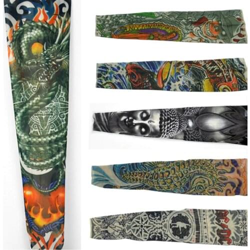 OPHIR 6pcs Mixed 92%Nylon Elastic Fake Temporary Tattoo Sleeves Arm Tattoo Sleeve for Cool Men Women Body Tattoo Art _TA030