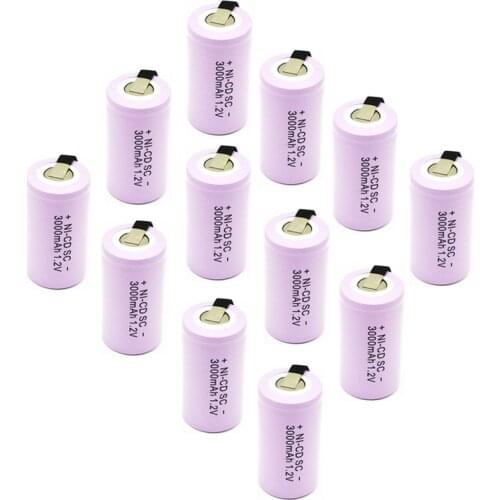 15Pcs High Quality Battery Rechargeable Battery Sub Battery SC Battery 1.2 V With Tab 3000 Mah For Electrical Tools