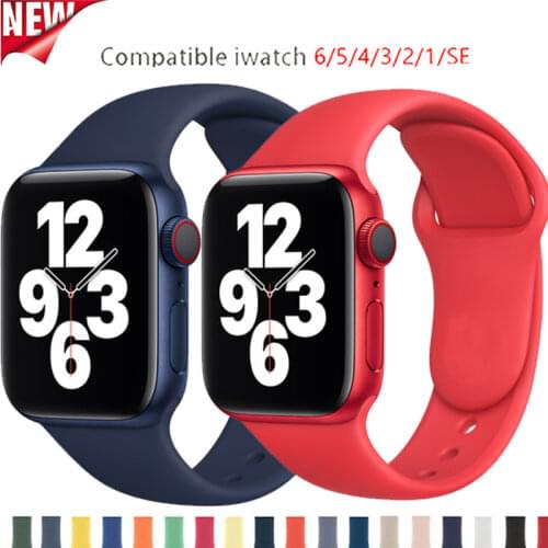Silicone sport band For Apple Watch 44mm 40mm 38mm 42mm Strap Rubber belt smartwatch Sport bracelet for iWatch serie 3 4 5 6 se