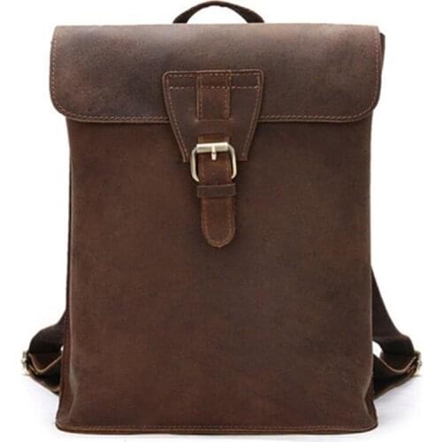 Latest Women Vintage Crazy Horse Genuine Leather Backpack Fashion Youth Casual School Bags For Girls Female Travel Bag mochila