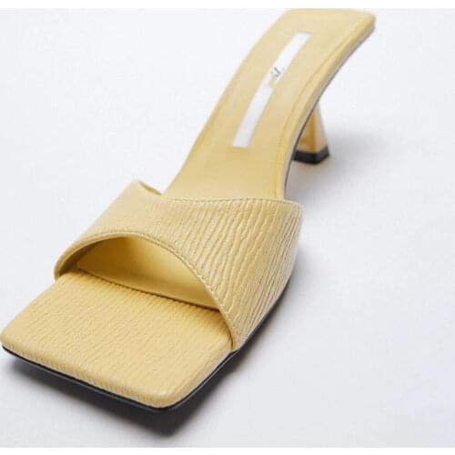 Sandals Women 2021 Luxury Brand Summer New Fashion Square Toe High Heel Design Sexy Stiletto Muller Sandals And Slippers Woman