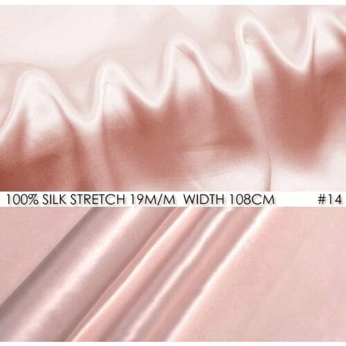 SILK STRETCH SATIN 108cm width 19momme/Pure Silk Tissus For Wedding Dresses Sewing Factory Wholesale BabyPink NO14