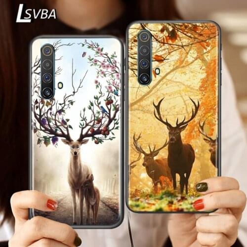 Silicone Cover Animal Deer Art For Realme V15 X50 X7 X3 Superzoom Q2 C11 C3 7 7i 6s 6 5 Global Pro 5G Phone Case