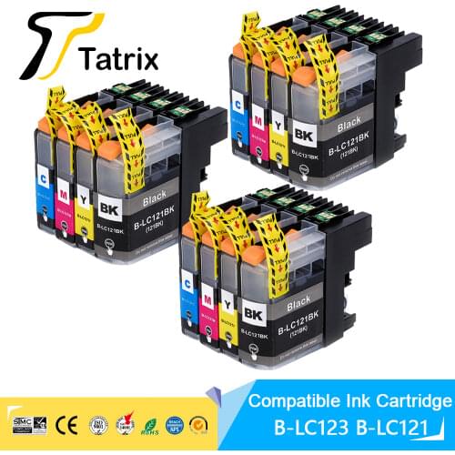 Tatrix 12pcs LC123 LC121 Compatible Ink Cartridge For Brother DCP-J552DW J752DW J132W J152W J172W MFC-J470DW J650DW J870DW J245