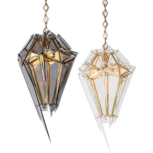 Modern Irregular Diamond Glass Pendant Light Decoration LED Pendant Lamps For Clothing Store Restaurant Pendant Lighting PA0522