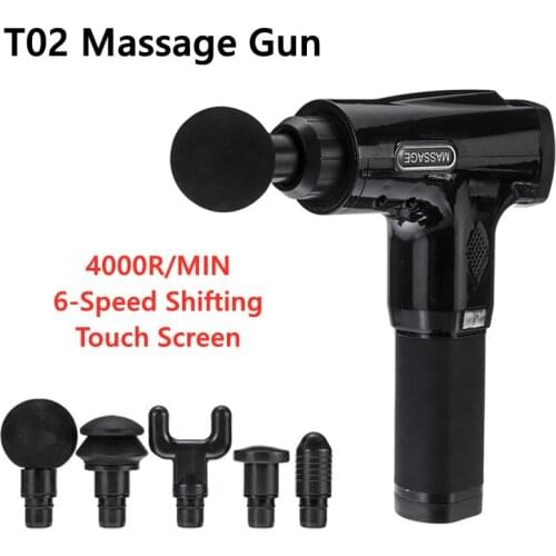 T02 Touch Screen Massage Gun 6-Speed Shifting Percussion Massager Muscle Vibration Relax Therapy Fitness Health Care Fascia Gun