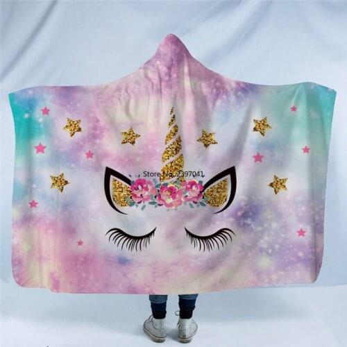 27 Colors Unicorn Plush Hooded Blanket For Adults Kids Watching TV Reading Winter Warm Wearable Fleece Hoodie Throw Blankets