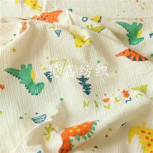 All Cotton Fabric Double Cotton Crepe Dinosaur Pajama Cartoon Fabric