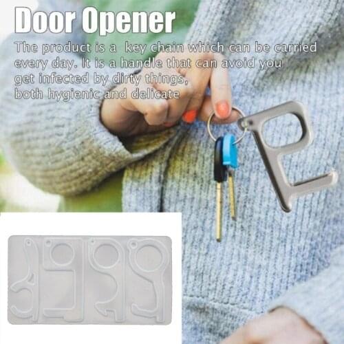 Zero Touch Keychain Resin Casting Mold Open Door Helper Contactless Assistant Safety Keychain Mold Jewelry Making Tools W0YA