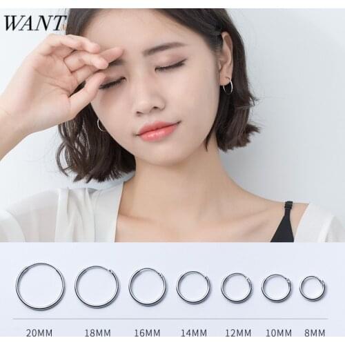 WANTME Genuine 925 Sterling Silver Punk Statement Minimalist Geometric Hexagon Hoop Earrings for Women Party Accessories Jewelry