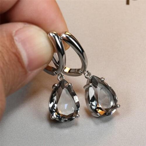 Antique Black Gradient Zircon Water Drop Earrings For Women Vintage Fashion Rose Gold/Silver Color Dangle Earrings Bridal Gifts