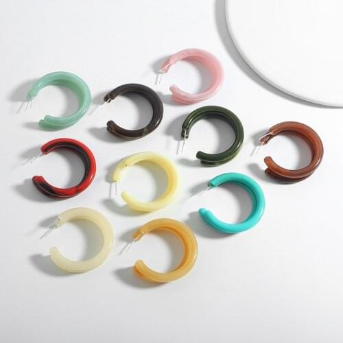 Best Lady Fashion Vinatge Circle Hoop Earrings for Women Boho Acrylic Resin Colorful Stud Earrings Jewelry Party Gifts Wholesale