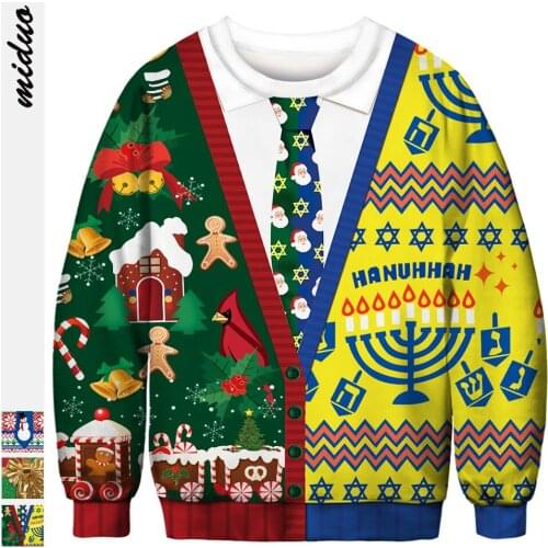Women 2020 Ugly Christmas Sweatshirts Santa Elf Funny Christmas Jumper Autumn Winter Tops Clothing Wholesale Unisex Hoodies