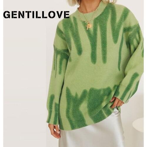 Fashion Striped Print Women Sweater Pullover O Neck Long Sleeve Elegant Oversized Casual Loose Autumn Winter Style Streetwear