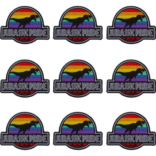 Pulaqi 10PCS Jurassic Park Patch Stripe Wholesale Patches Iron On Patches For Clothing Dinosaur Wholesale Dropship Custom Patch